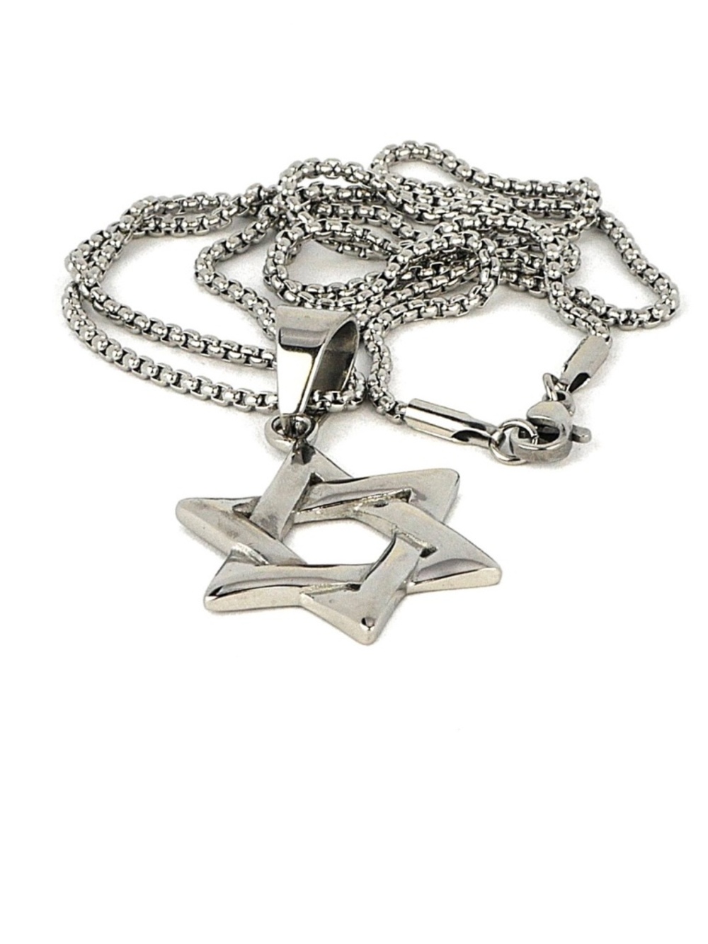 New Stainless Steel Star of David Necklace